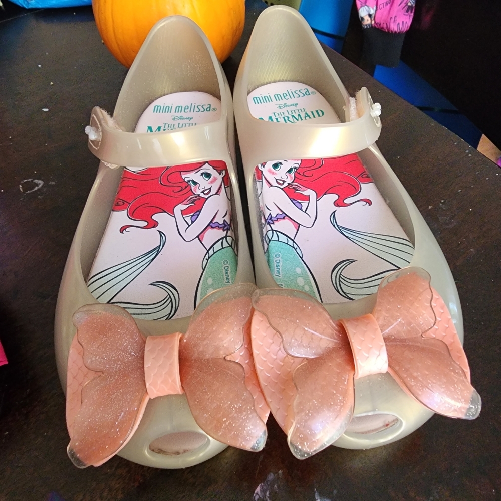 Melissa Mini Ultragirl + Little Mermaid Ballet Shoes, Beige Pink, size 12!